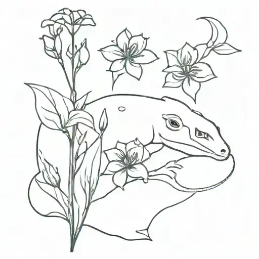 flowers and geko hooligan tattoo design idea