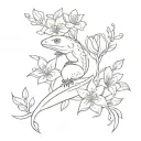flowers and geko hooligan tattoo design idea