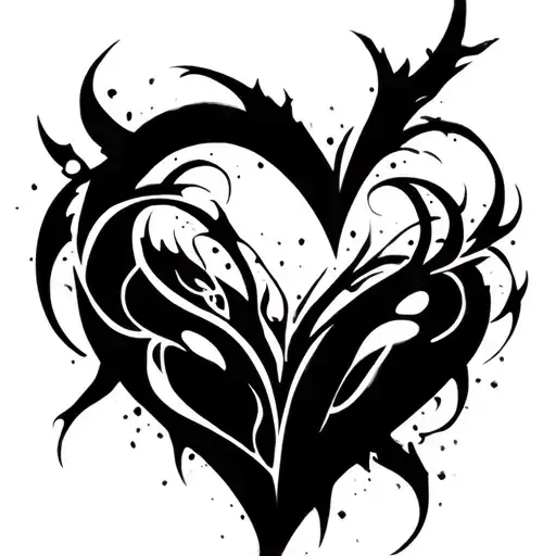 a heart cyber tribal tattoo design idea