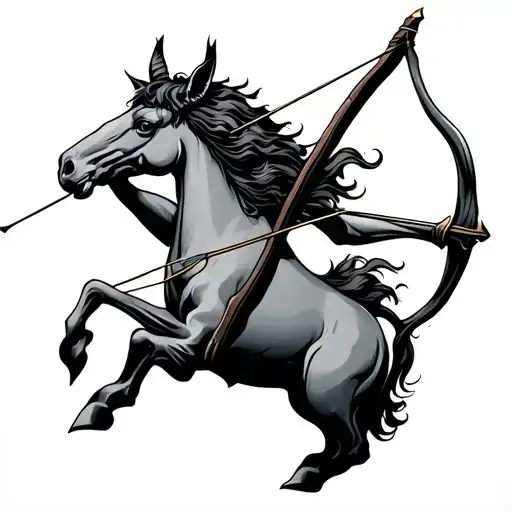 unique centaur bending a bow forming cross tattoo design idea