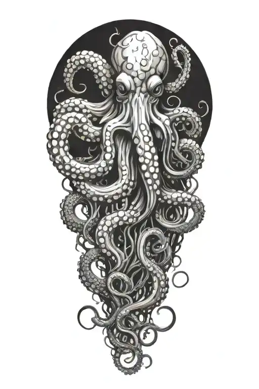 octopus wrapping its tentacles tattoo design idea