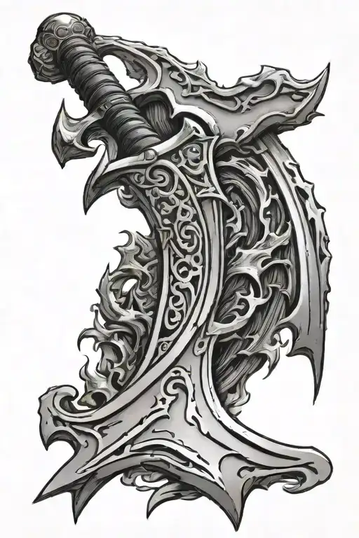 Berserk Guts sword with Brand of sacrafice tattoo design idea