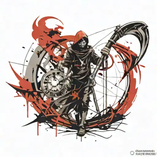 Death smiles with a scythe  tattoo design idea