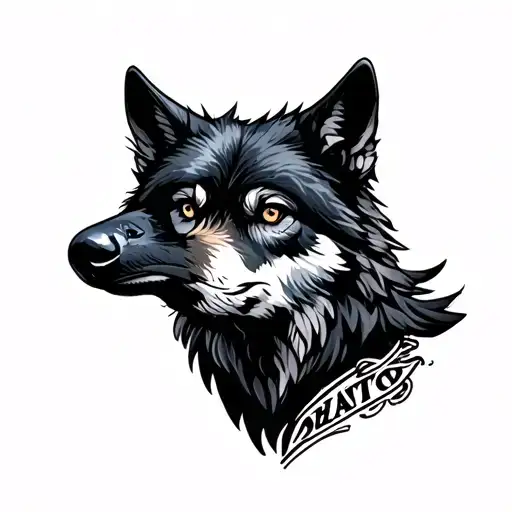 wolf, raven and sharigan tattoo design idea