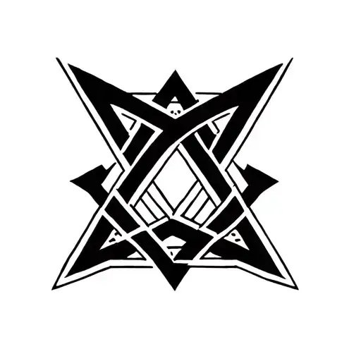 family 4 triangle outline intertwined tattoo design idea