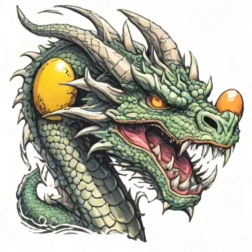 angry dragon with egg tattoo design idea