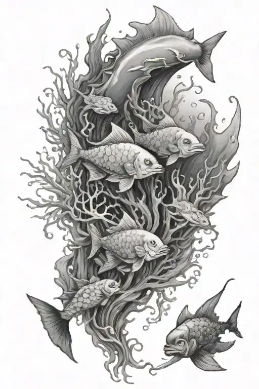 underwater ocean scene tattoo design idea