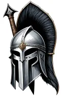 Spartan helmet with sword or spear tattoo design idea