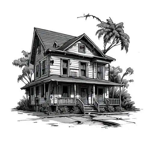 young kid from dallas texas serving out a trap house tattoo design idea