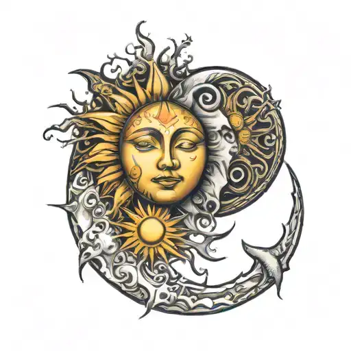 Sun and Moon tattoo design idea