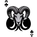 card , ace, aries symbol with old tattoo design idea