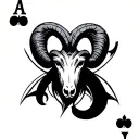 card , ace, aries symbol with old tattoo design idea