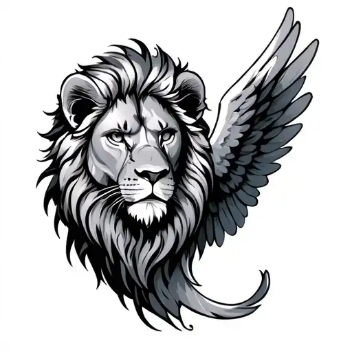 angel lion wings tattoo design idea