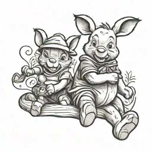 roo from winnie pooh with teddy bear tattoo design idea