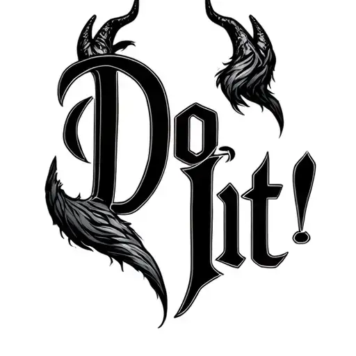 devil horns text 'Do It' devil's tails tattoo design idea