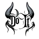 devil horns text 'Do It' devil's tails tattoo design idea
