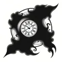 time clock with human eye tattoo design idea
