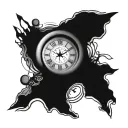 time clock with human eye tattoo design idea