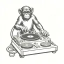 Flying Monkey Playing records on 2 turntables and a mixer tattoo design idea