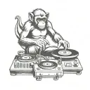 Flying Monkey Playing records on 2 turntables and a mixer tattoo design idea