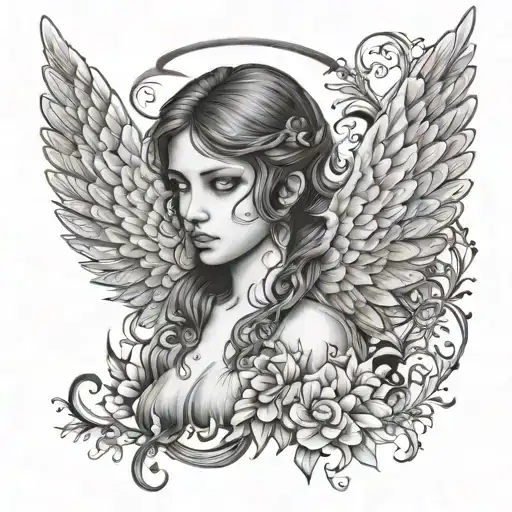 seraphim angel symmetrical eyes tattoo design idea