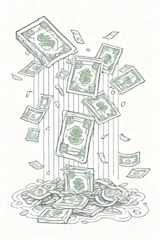 crochet money raining tattoo design idea