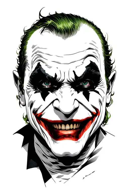 Joker from The Dark Knight who smiles and grimaces tattoo design idea