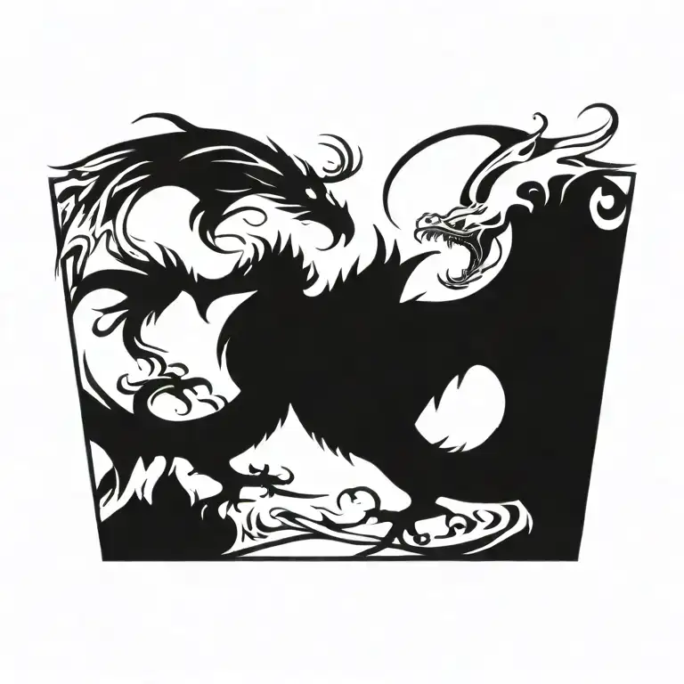 dragon and phoenix rising from ashes tattoo design idea