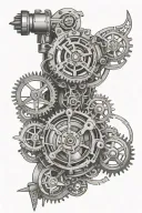 steampunk inspired mechanical outline drawing tattoo tattoo design idea