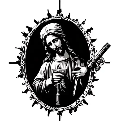 carpenter electrician virgin rosary tattoo design idea