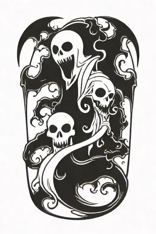 cartoon ghost tattoo design idea