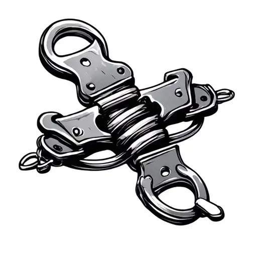 Whip handcuffs tattoo design idea