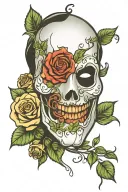 phantom of the opera mask with roses tattoo design idea