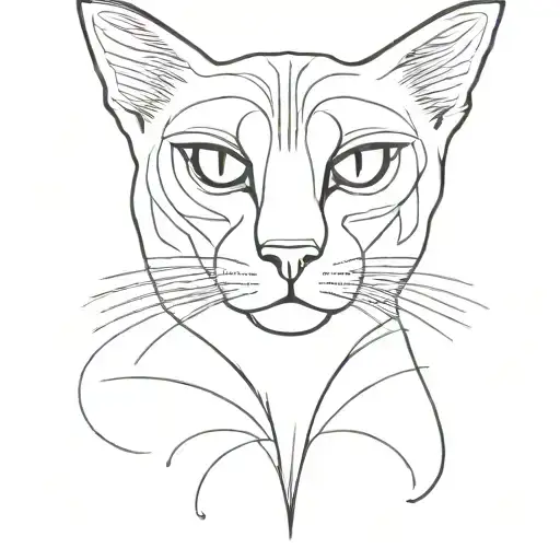 tattoo sketch acidic LSD cat with hypnotizing eyes, black and white tattoo design idea