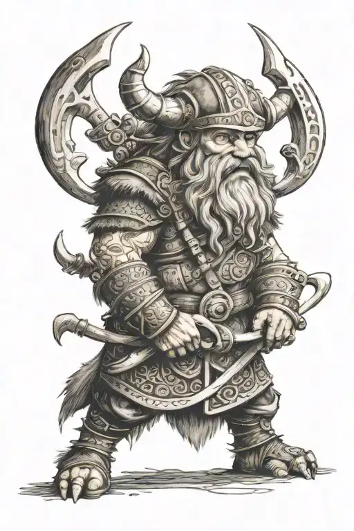 brave viking in boar skin tattoo design idea