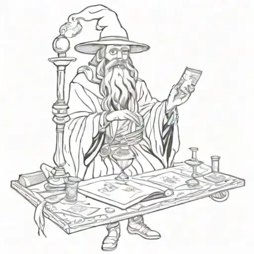 the magician wizard tarot card tattoo design idea