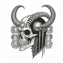 Slipknot goat skull and spine with crankshaft and pistons emerging from spine  tattoo design idea