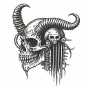 Slipknot goat skull and spine with crankshaft and pistons emerging from spine  tattoo design idea