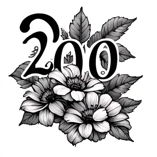 "2010" may flower and year tattoo design idea