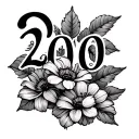 "2010" may flower and year tattoo design idea