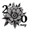 "2010" may flower and year tattoo design idea