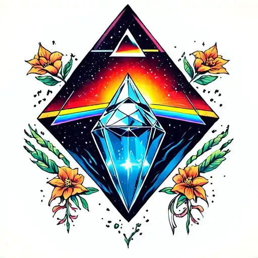 a new school tattoo based on the song shine on you crazy diamond by pink floyd tattoo design idea