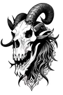 demon, devil, ram skull tattoo design idea