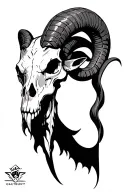 demon, devil, ram skull tattoo design idea