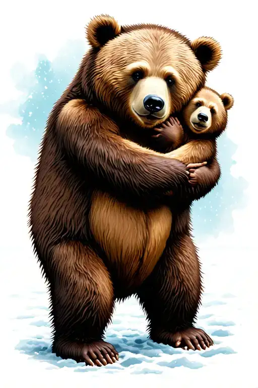 ""Where's my bear hug"- Pa" big bear and little bear hugging each other tattoo design idea