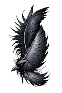 crows feather transforming tattoo design idea