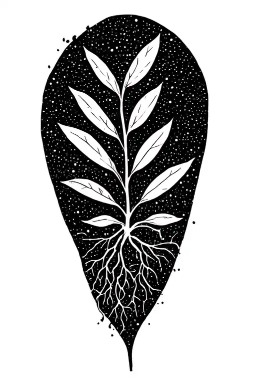 for my daughter pip, a seed in the soil that is sprouting a few leaves. horizontal line for the soil with a few roots tattoo design idea