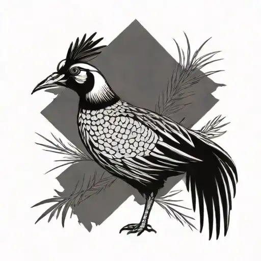 Pheasant minimal line art tattoo design idea