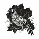 Pheasant minimal line art tattoo design idea