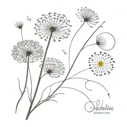 dandelion with petals and shukr sabr sukoon tattoo design idea
